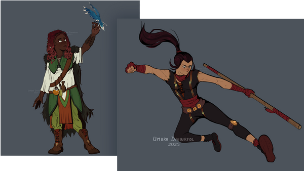 Druid and Monk - Flat colors